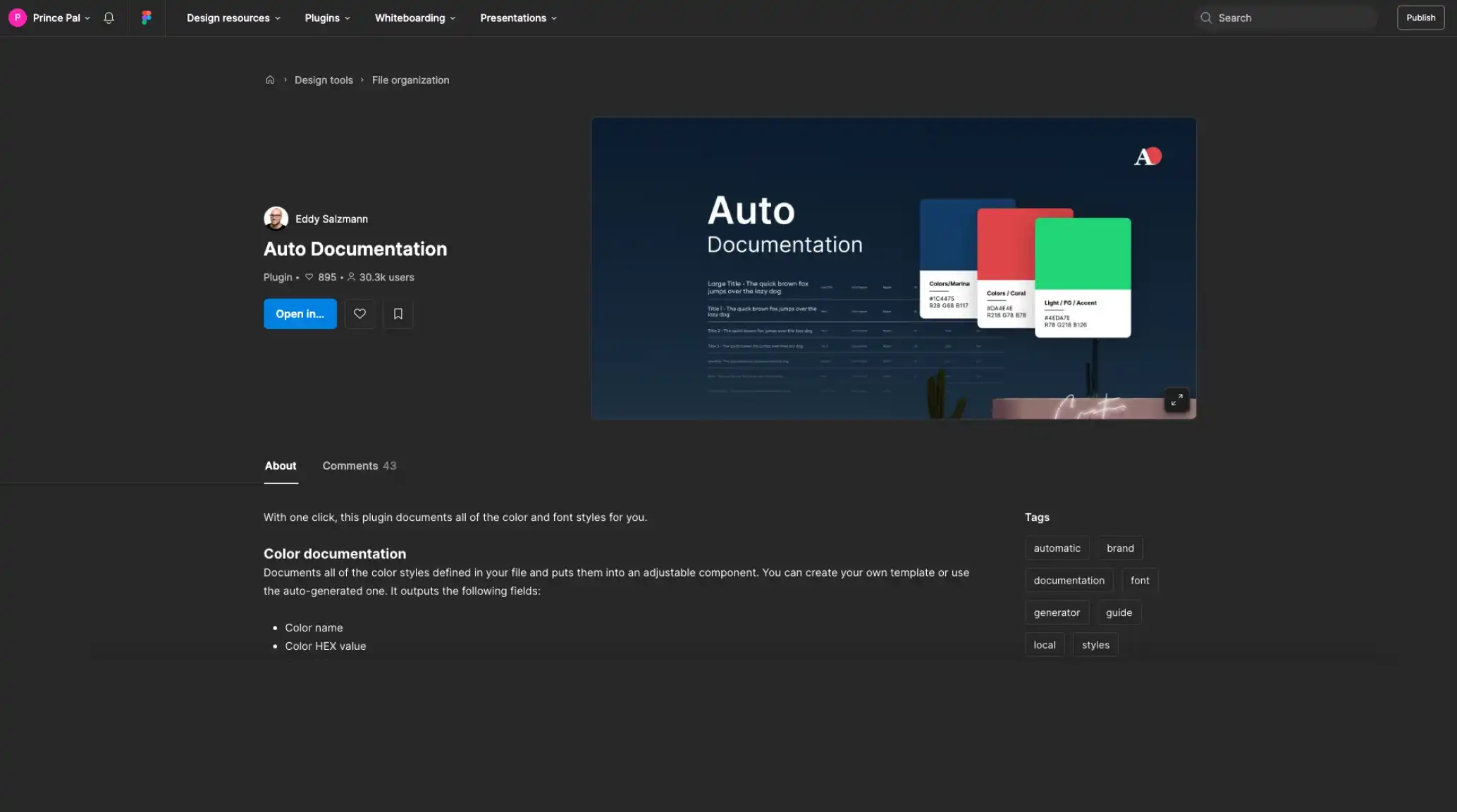 Auto Documentation – Document all of the color and font styles