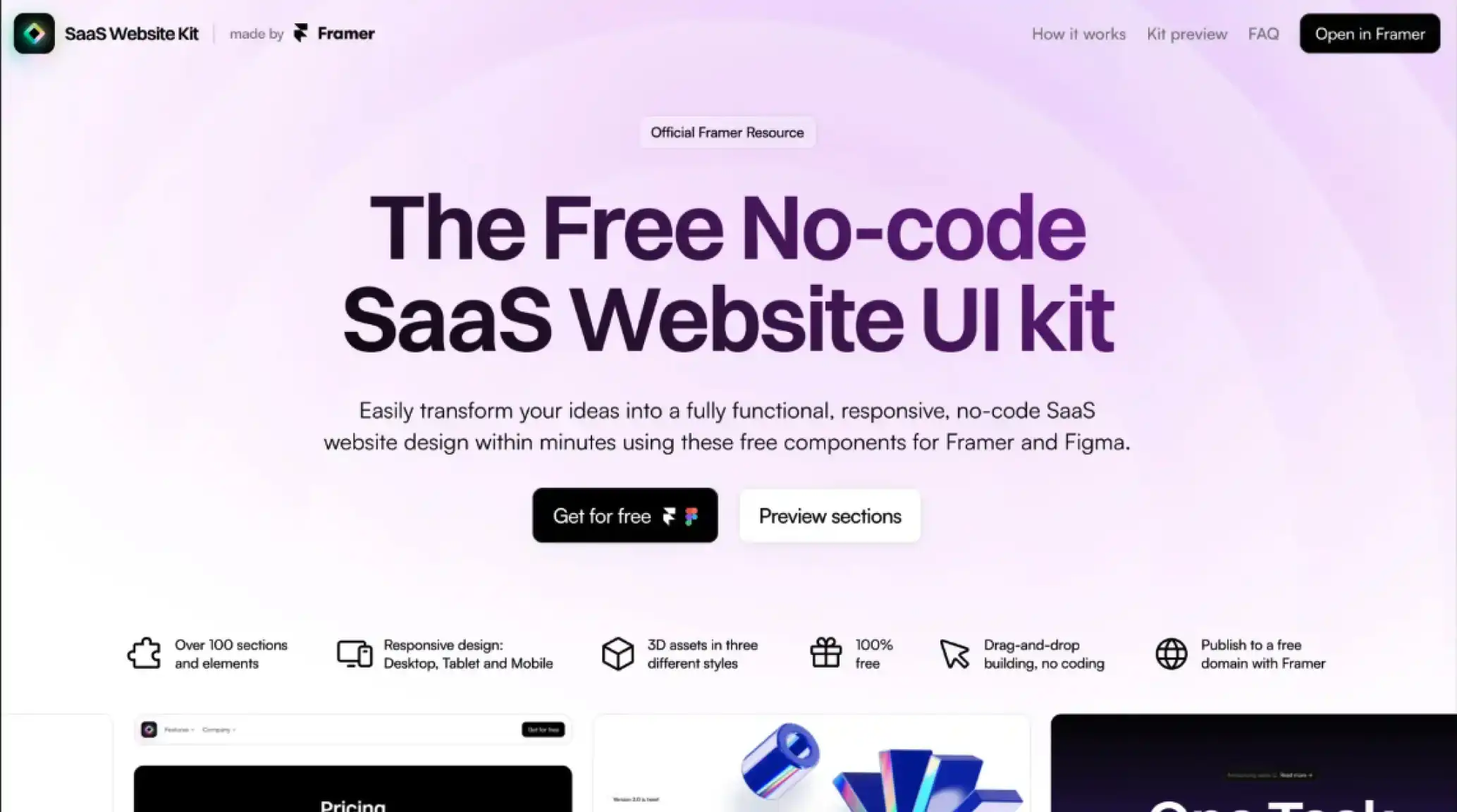Free SaaS Website UI Kit for Framer and Figma