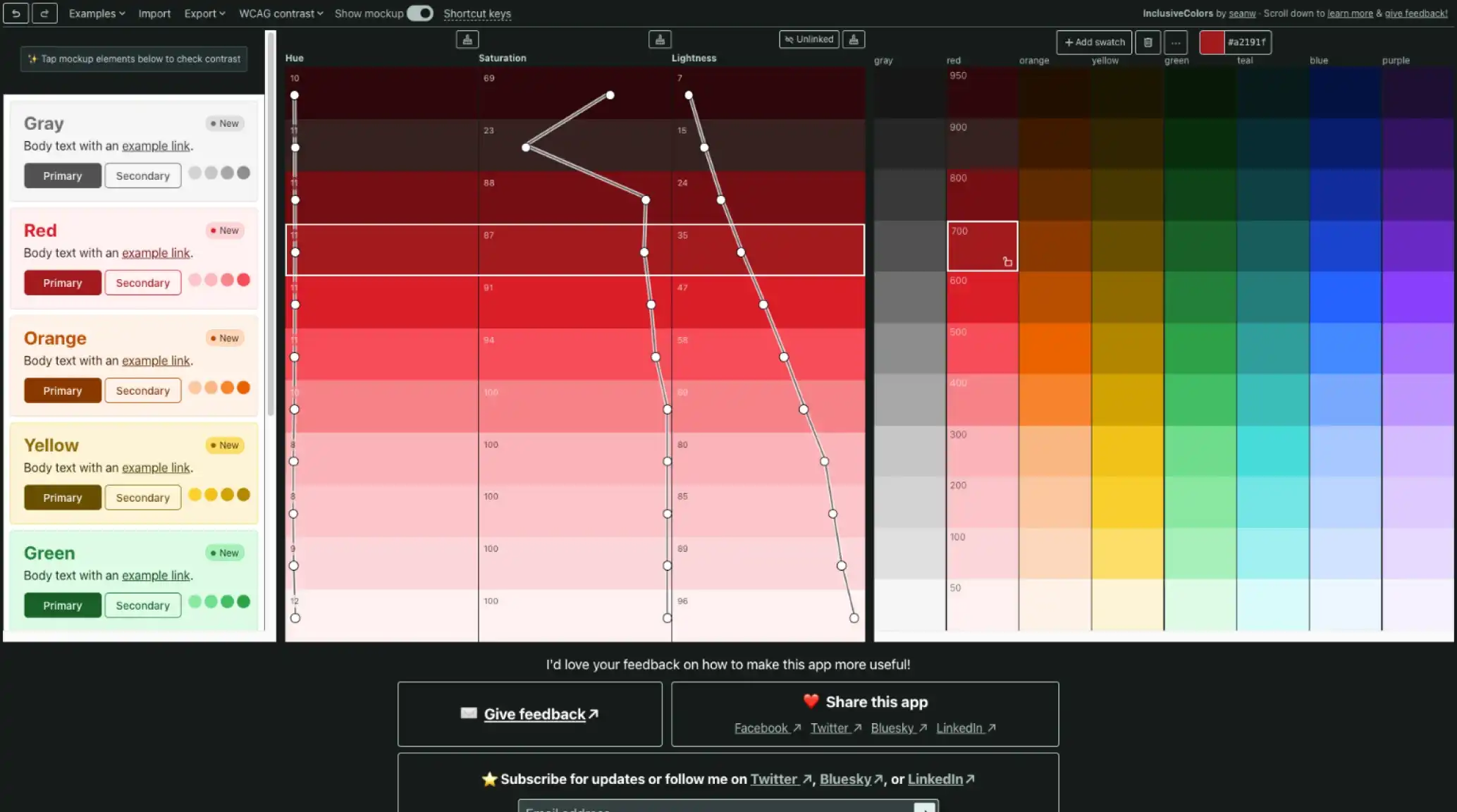 Inclusive Colors – WCAG accessible color palette creator