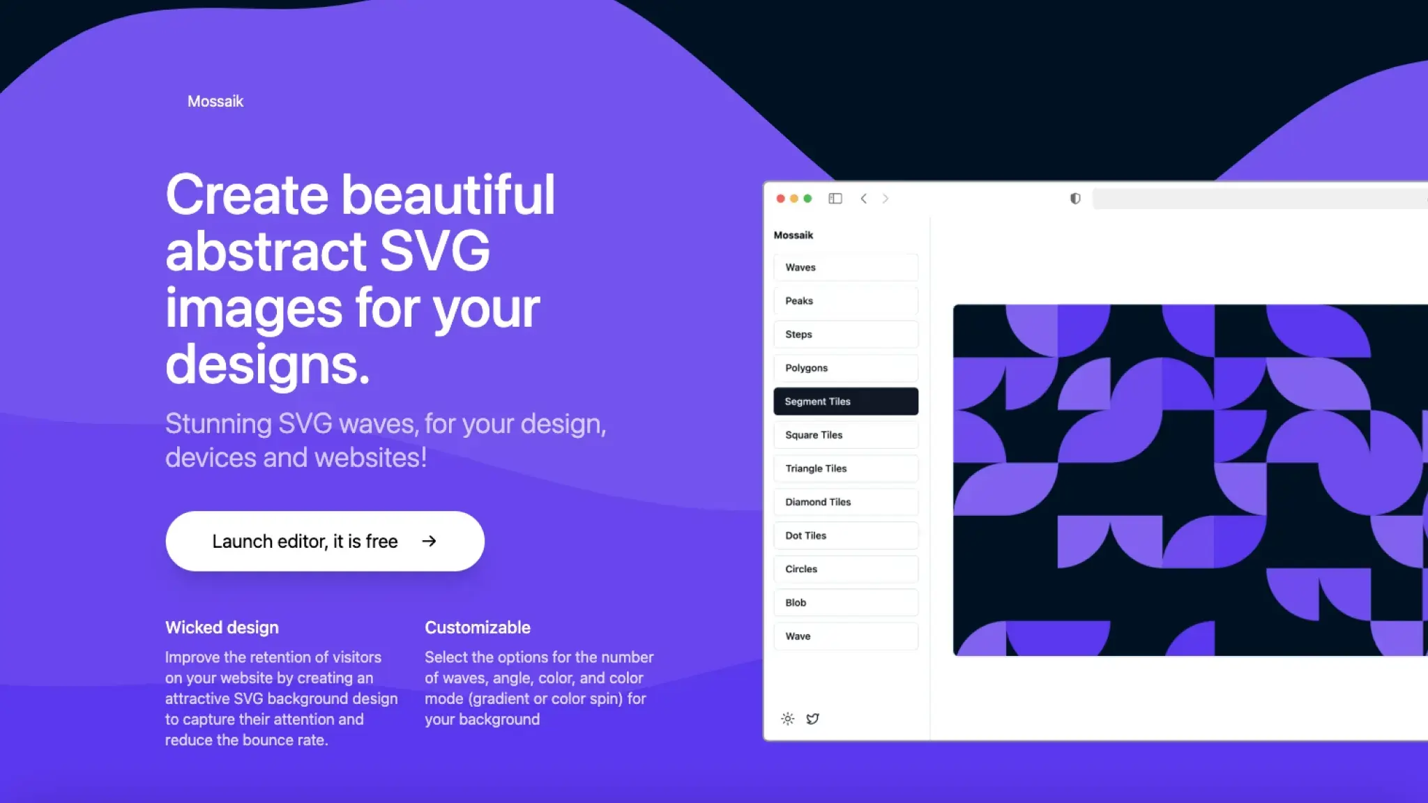 Mossaik – create SVG shapes and patterns