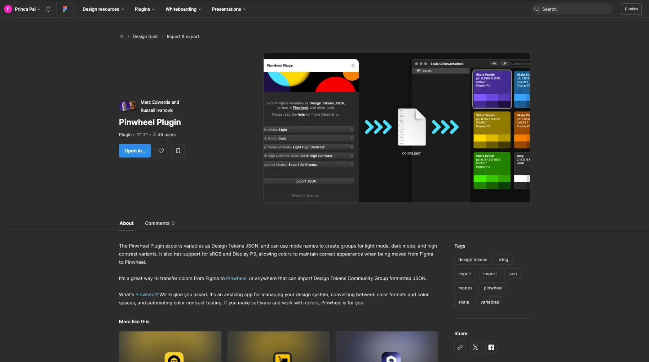 Pinwheel Plugin – Export variables as Design Tokens JSON