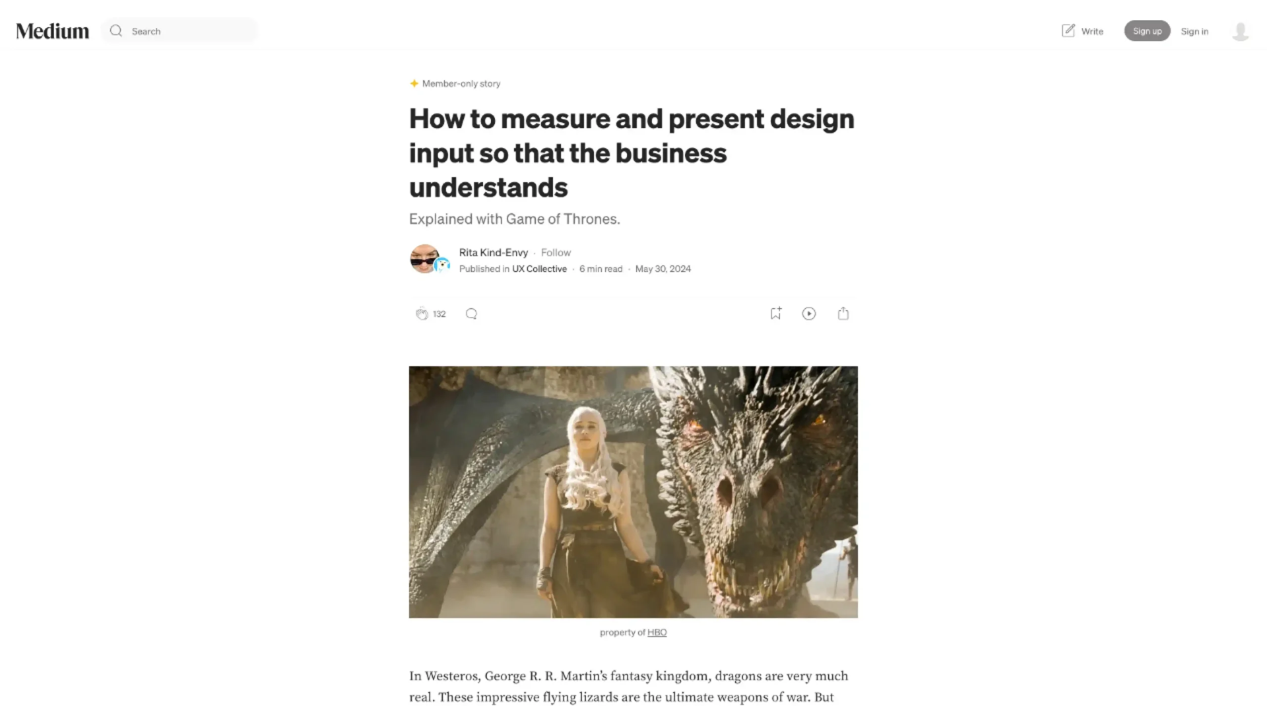 How to measure and present design input so that the business understands