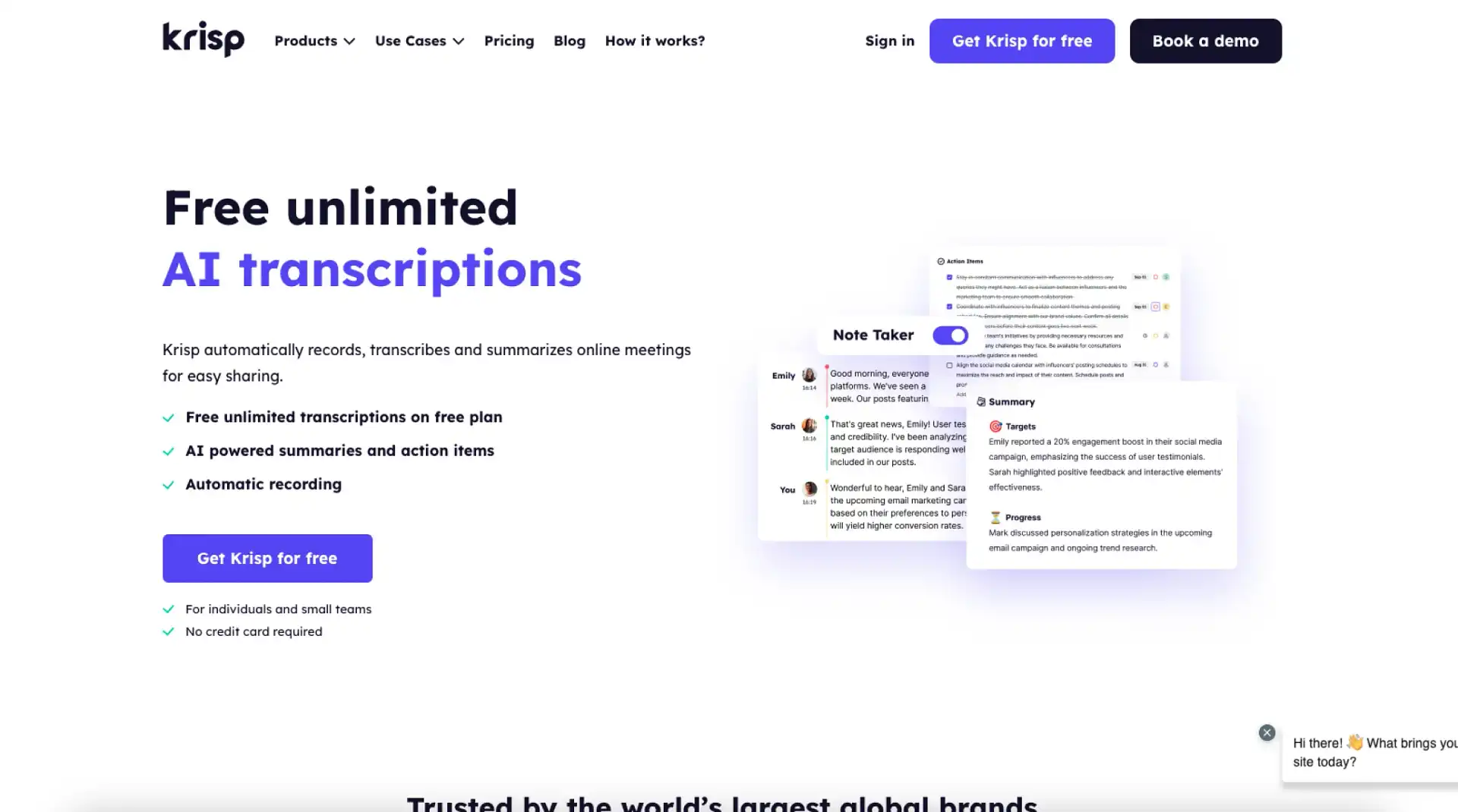 Krisp – Free Unlimited AI Meeting Transcriptions