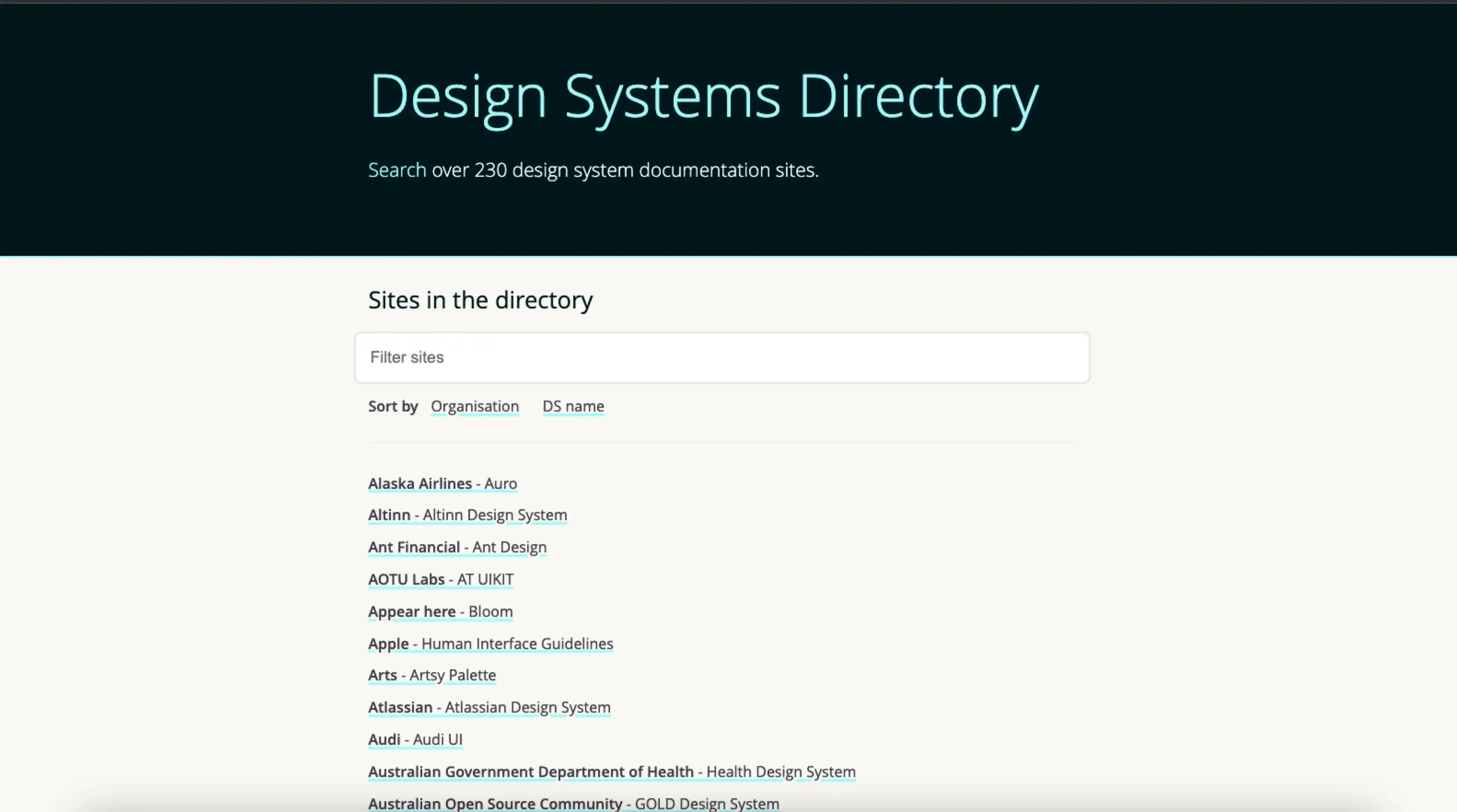 List Design Systems Directory
