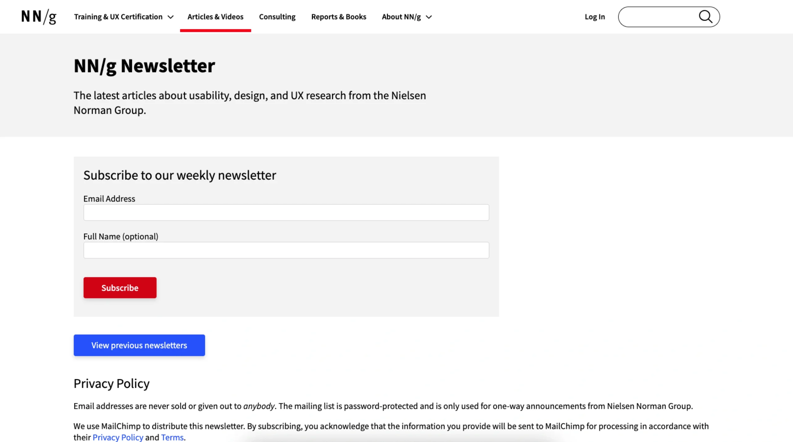 Nielsen Norman Group Newsletter