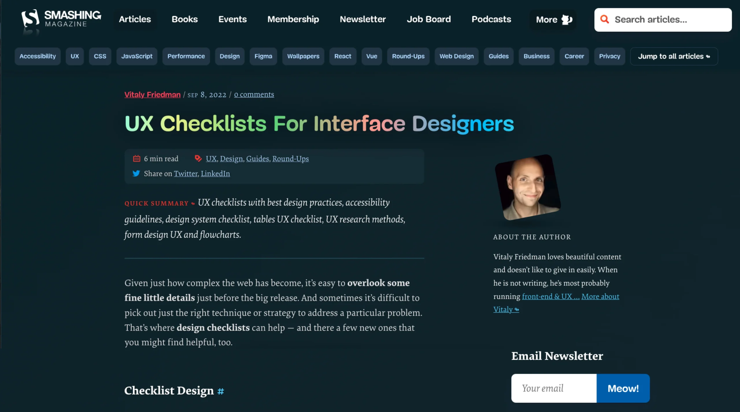 UX Checklists For Interface Designers