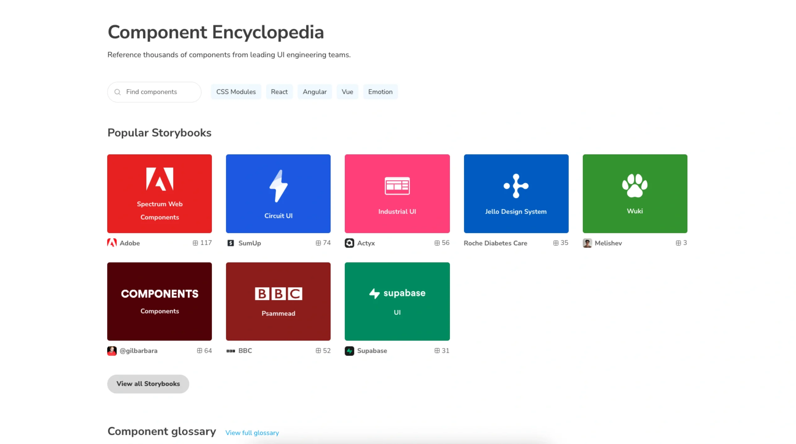 Storybook Showcase (Component Encyclopedia)