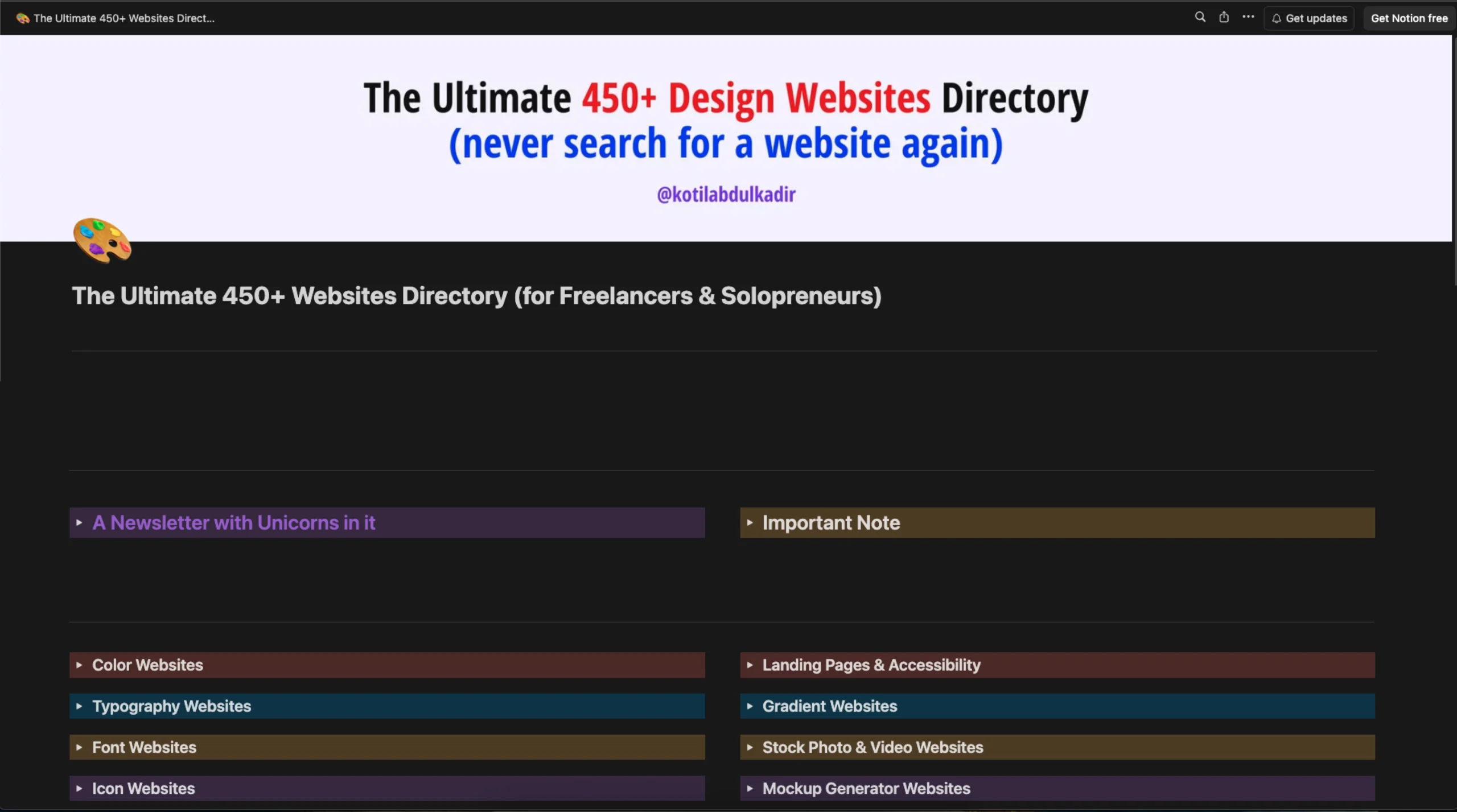 The Ultimate 450+ Websites Directory for Freelancers & Solopreneurs
