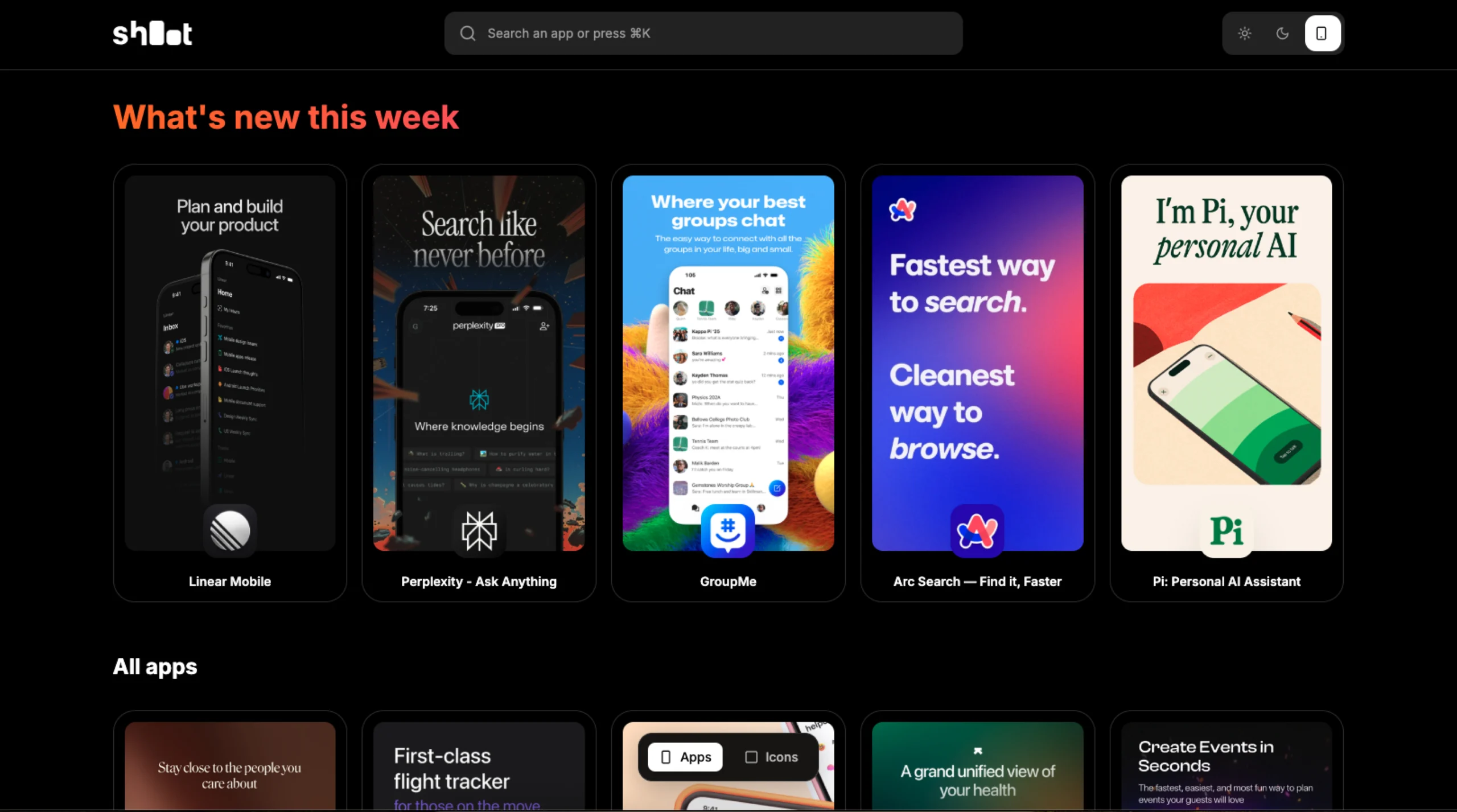 Shoot Design – Library of app screens