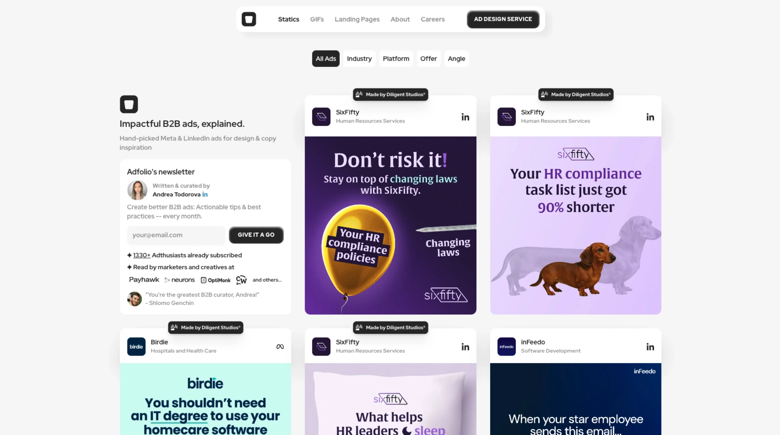 Adfolio – Hand-picked Meta & LinkedIn Ads For Inspiration