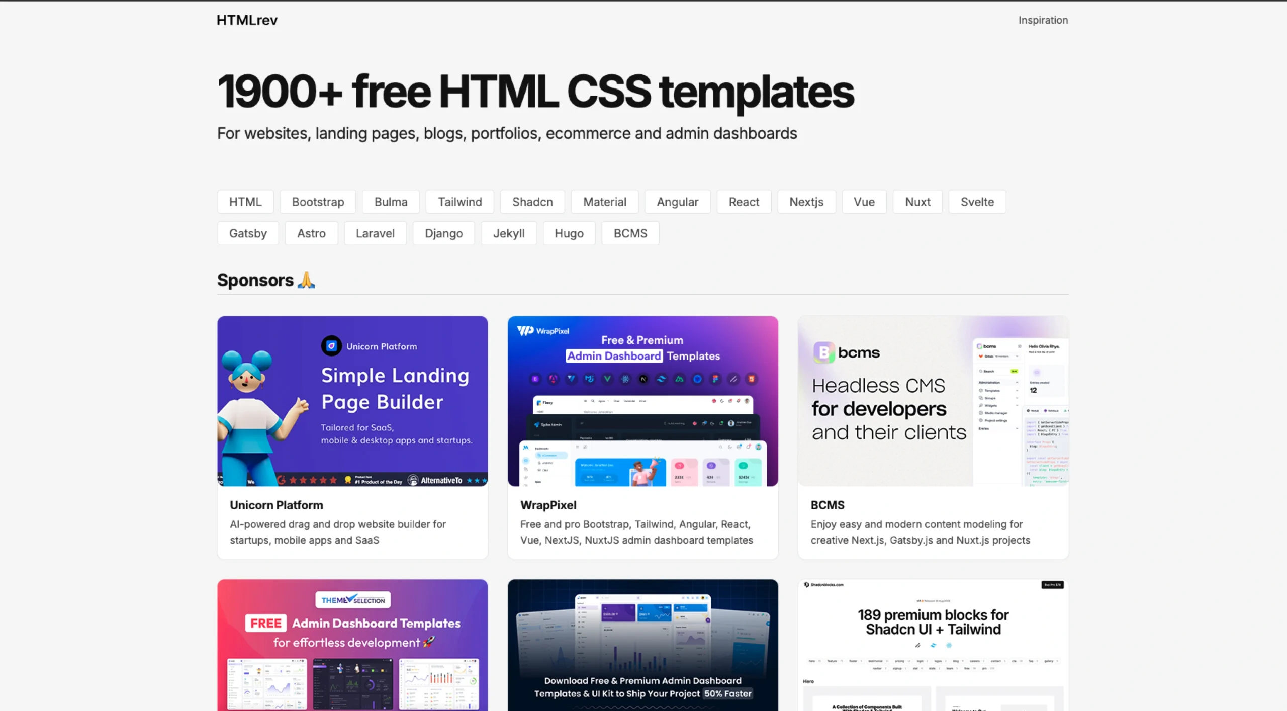 HTMLrev – Free HTML CSS Templates