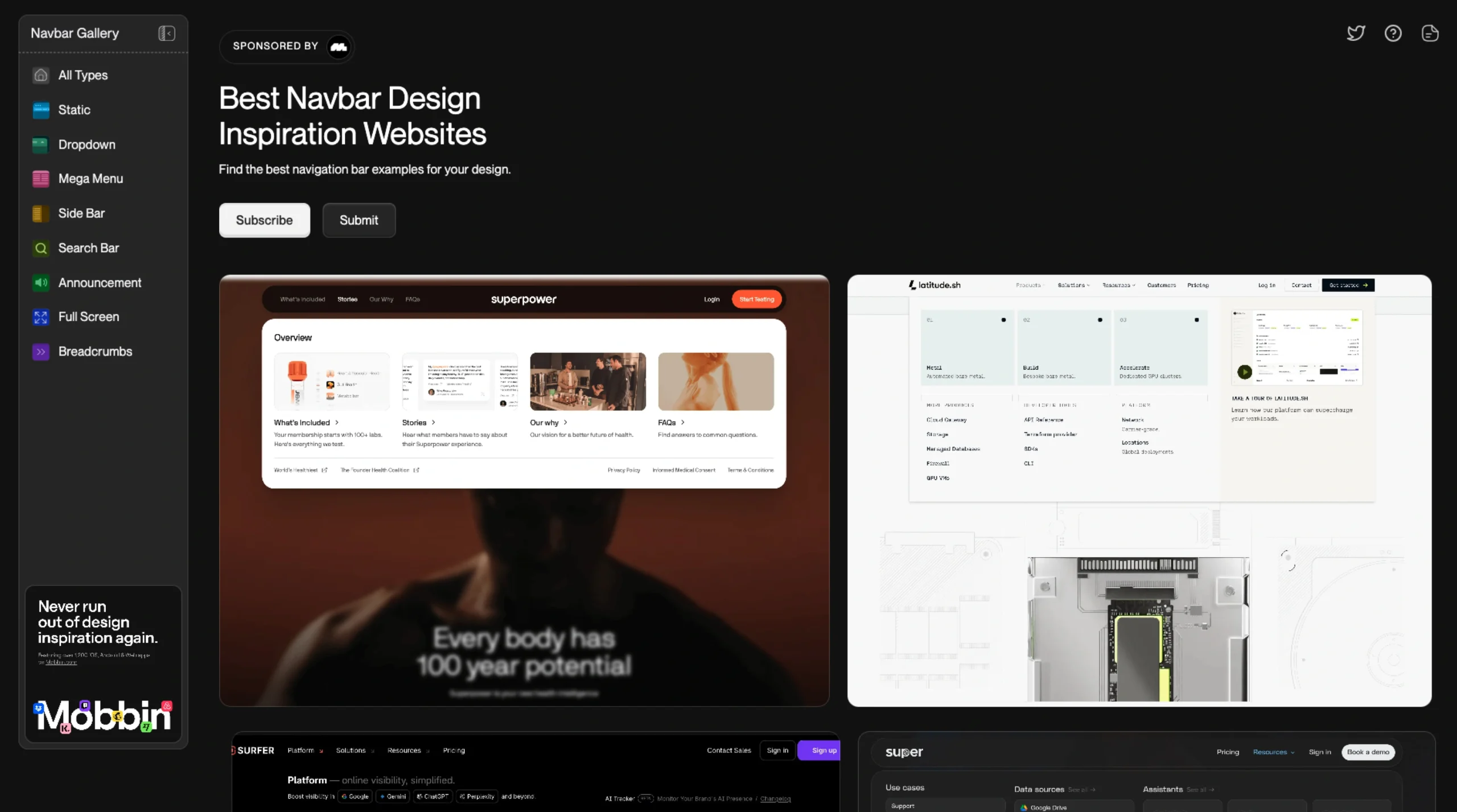 Navbar Gallery – Find The Best Navigation Bar Examples