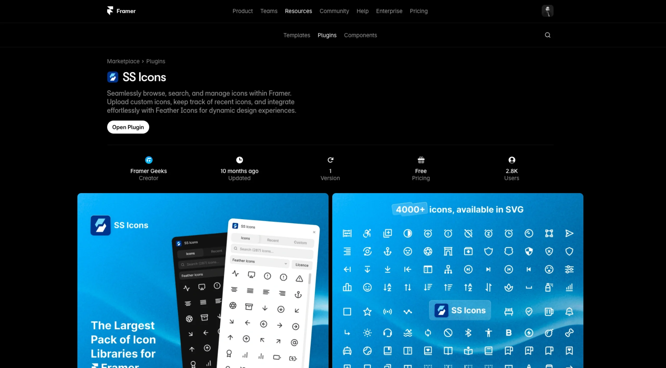 SS Icons Plugin – Framer Marketplace - UI UX Showcase