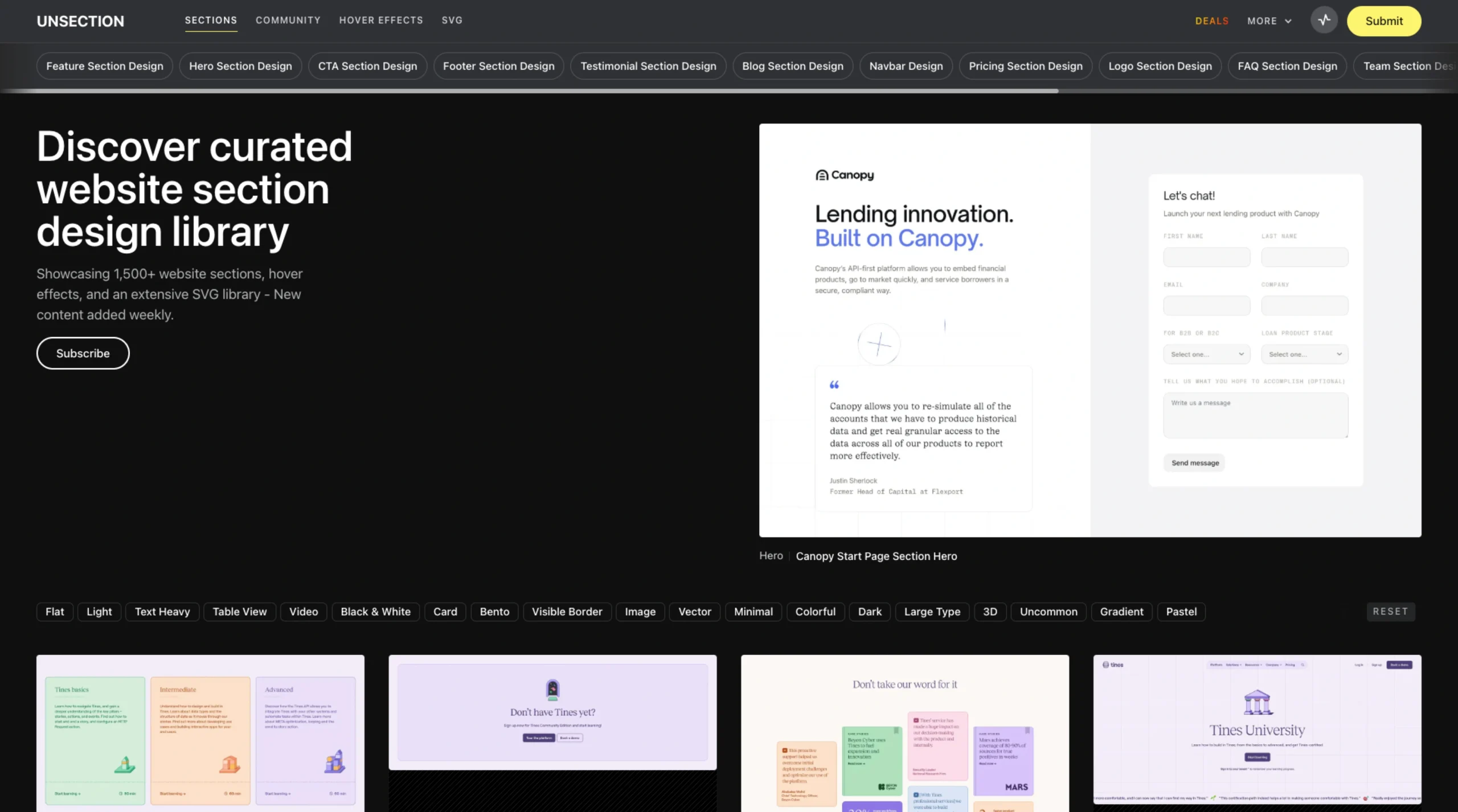 Unsection – Discover Website Section Design Library