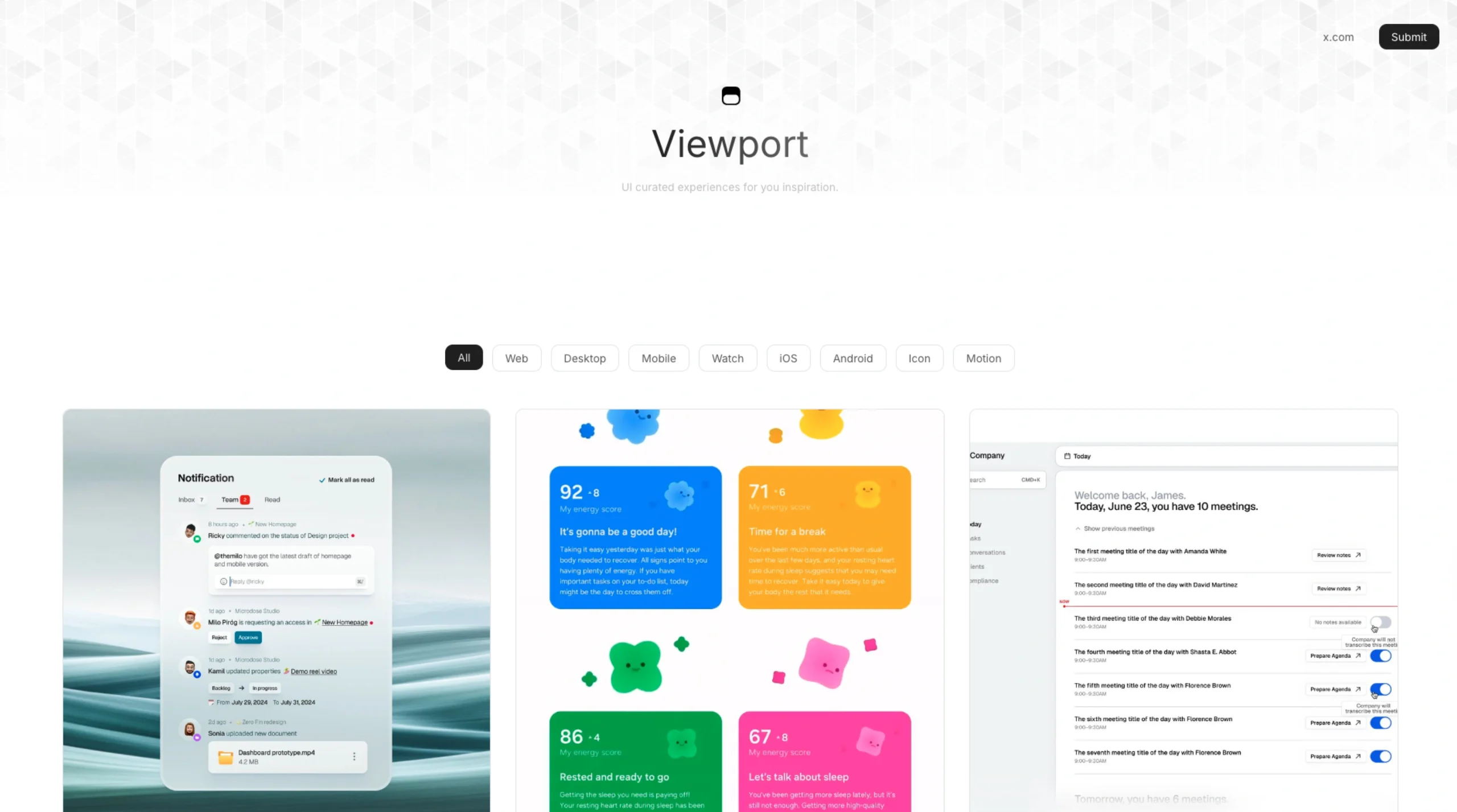Viewport UI – UI Curated Experiences For Inspiration