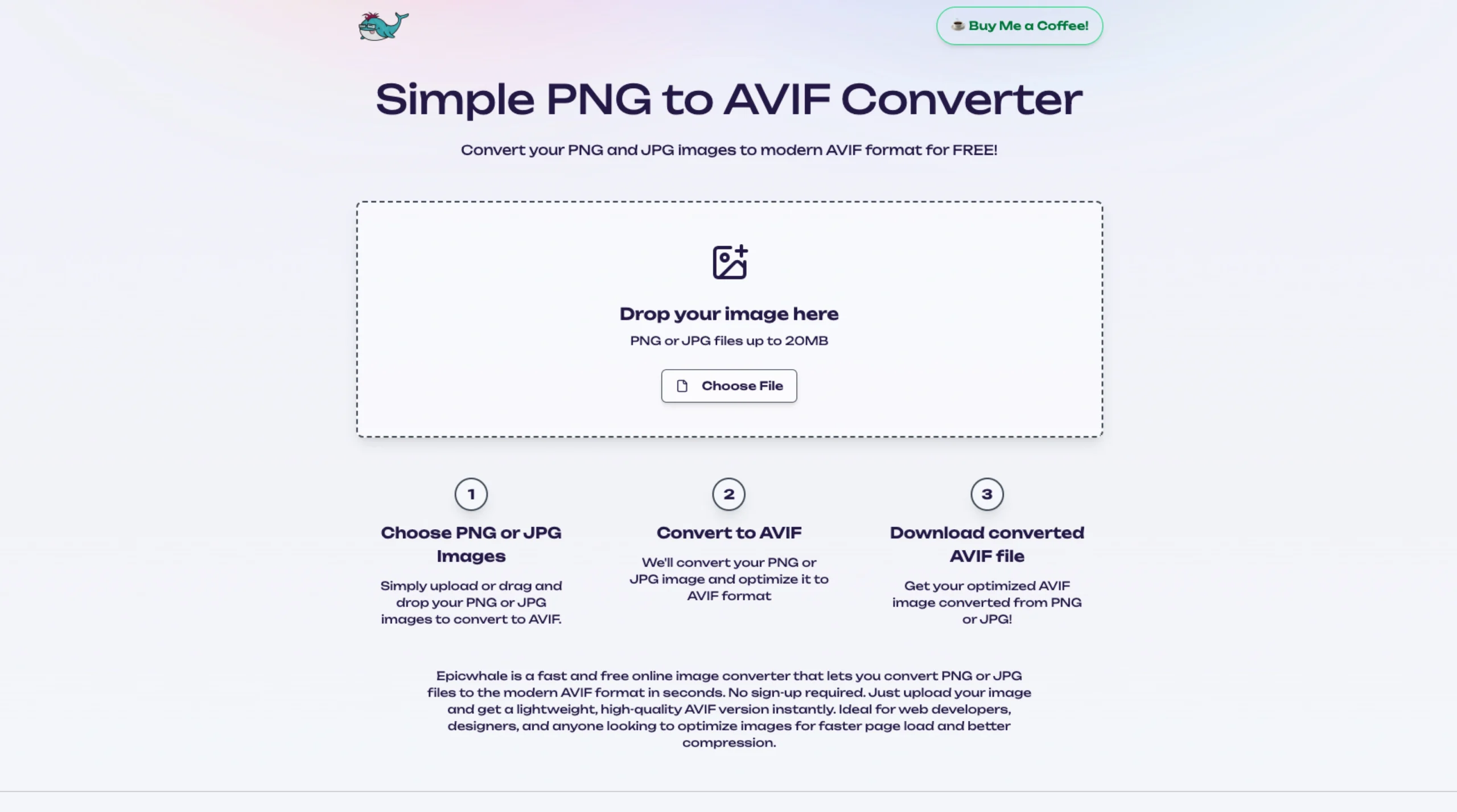 Epicwhale – Simple PNG To AVIF Converter