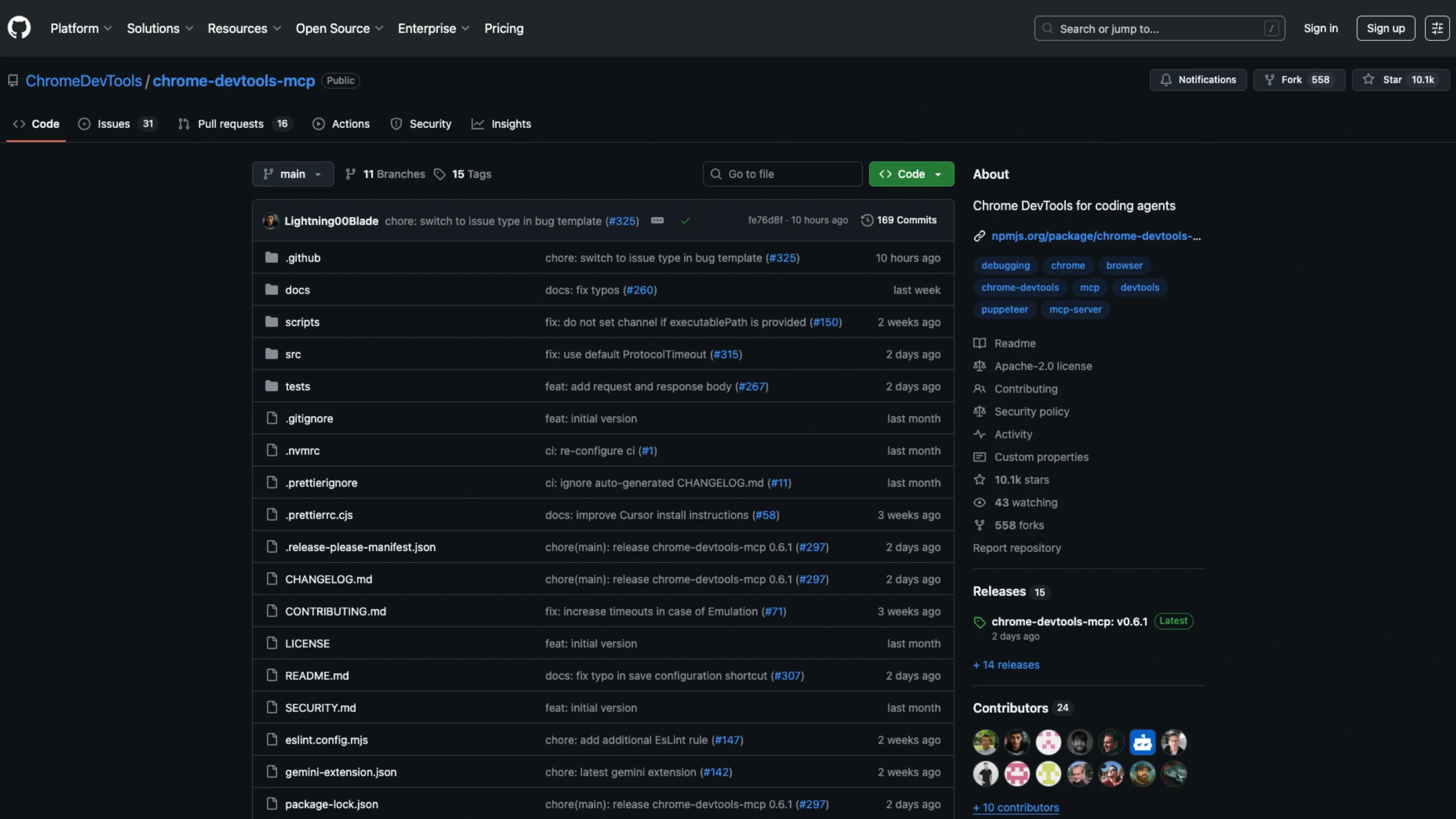 Chrome DevTools MCP (GitHub)