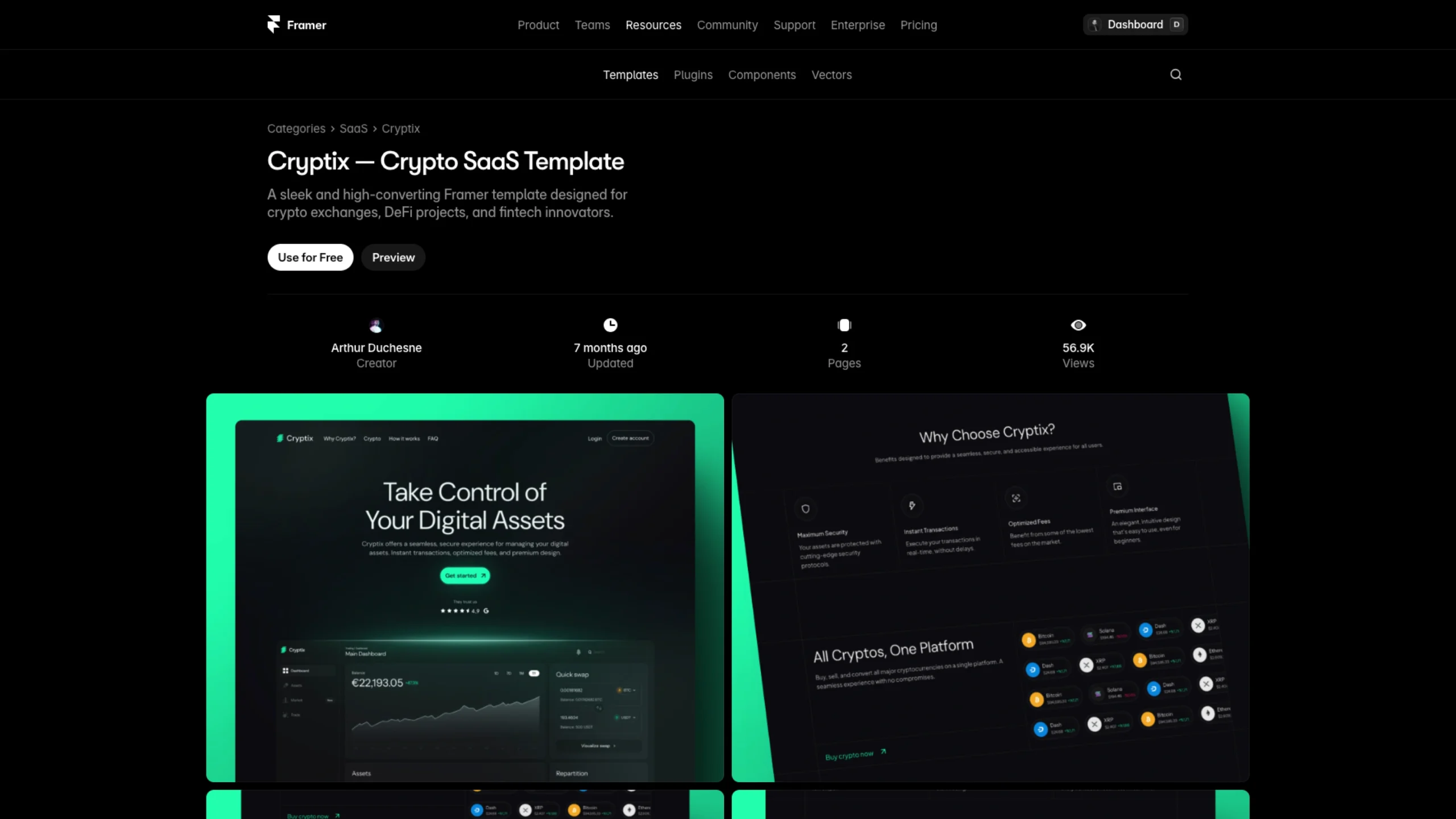 Cryptix — Crypto SaaS Template - UI UX Showcase