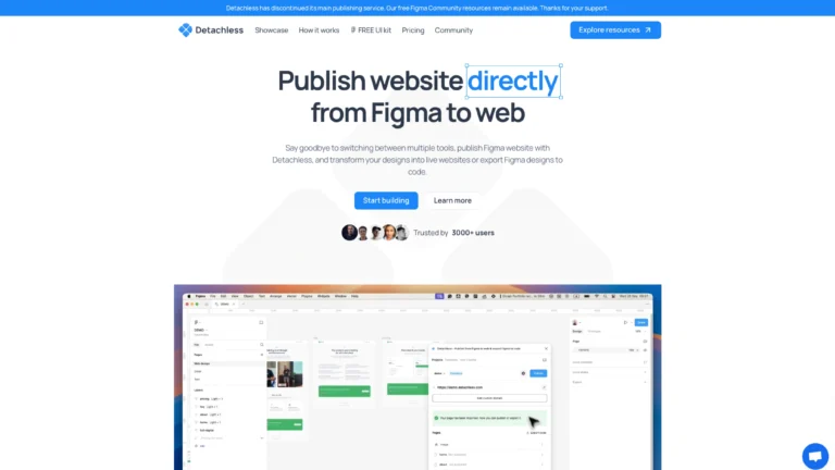 Detachless – Publish Website Directly From Figma To Web