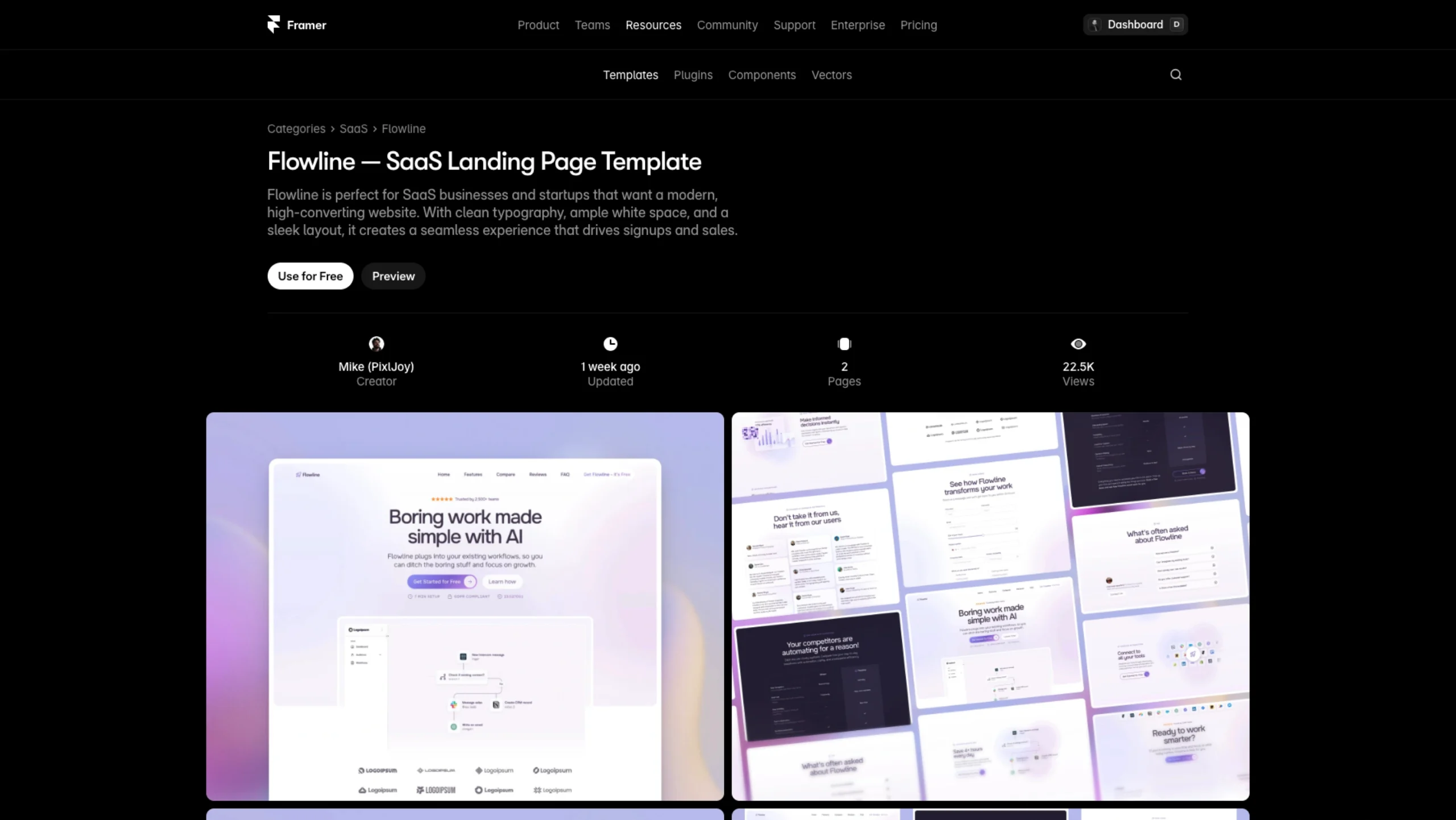 Flowline — SaaS Landing Page Framer Template