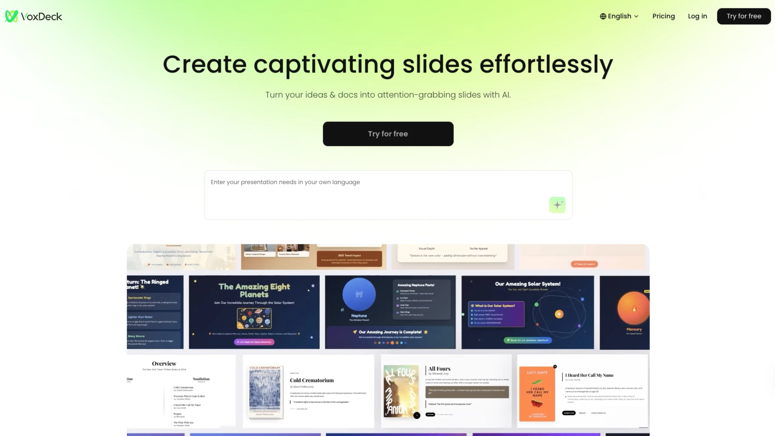 Voxdeck – AI-powered Slide Creation Tool