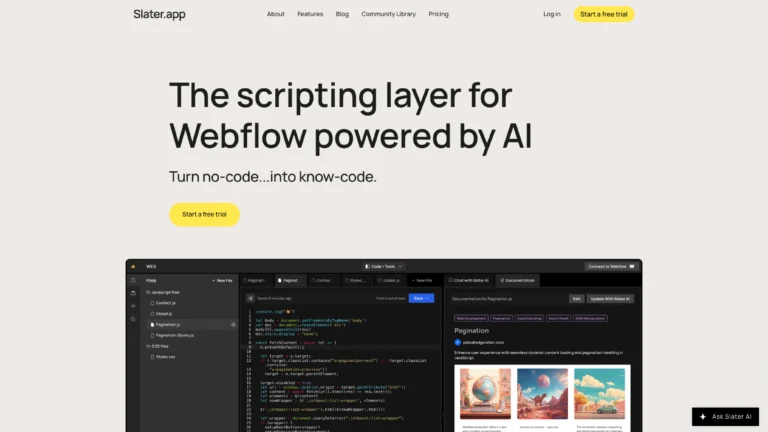 Slater – AI Custom Code Tool For Webflow Projects