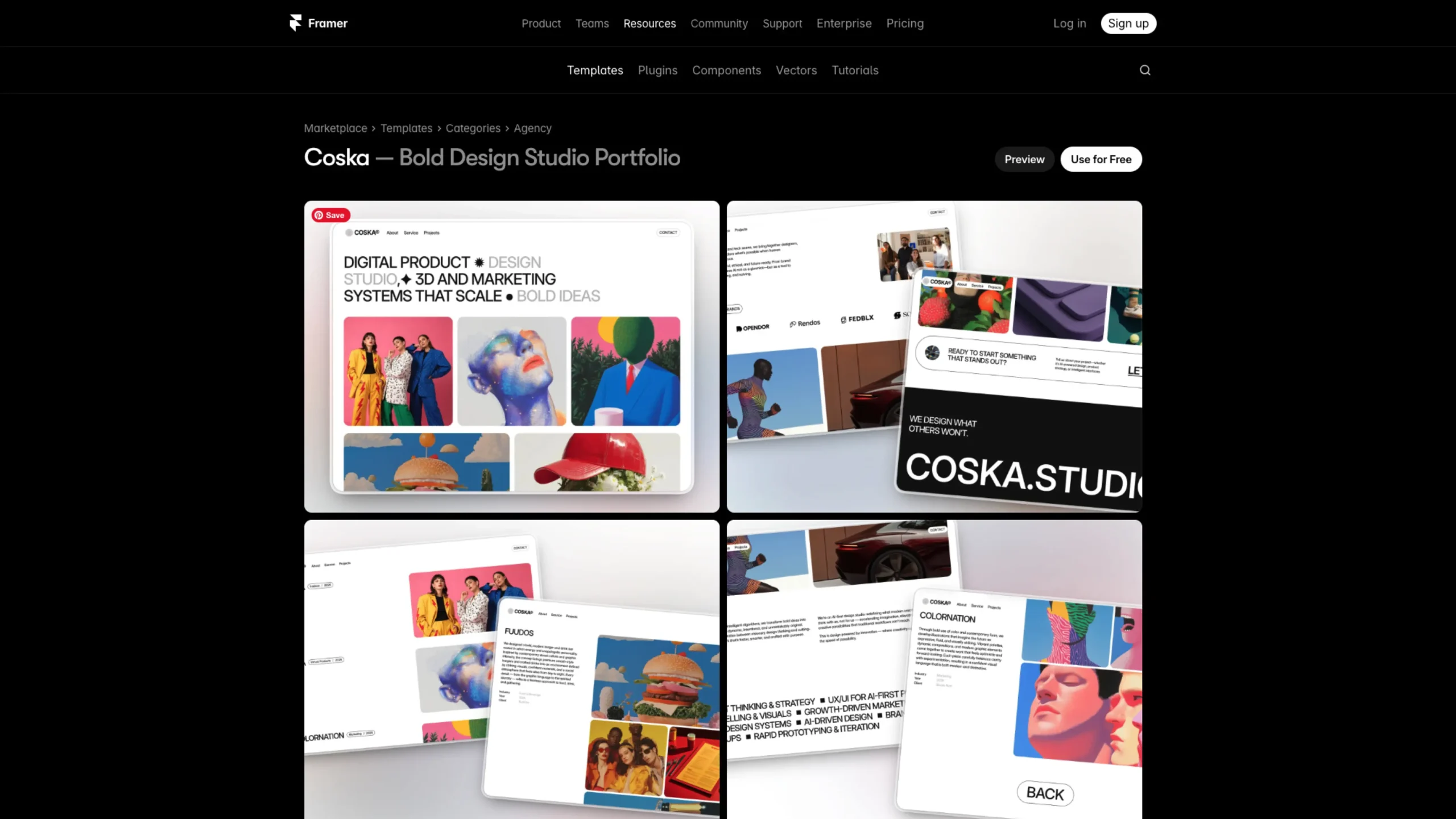 Coska — Framer Template - UI UX Showcase