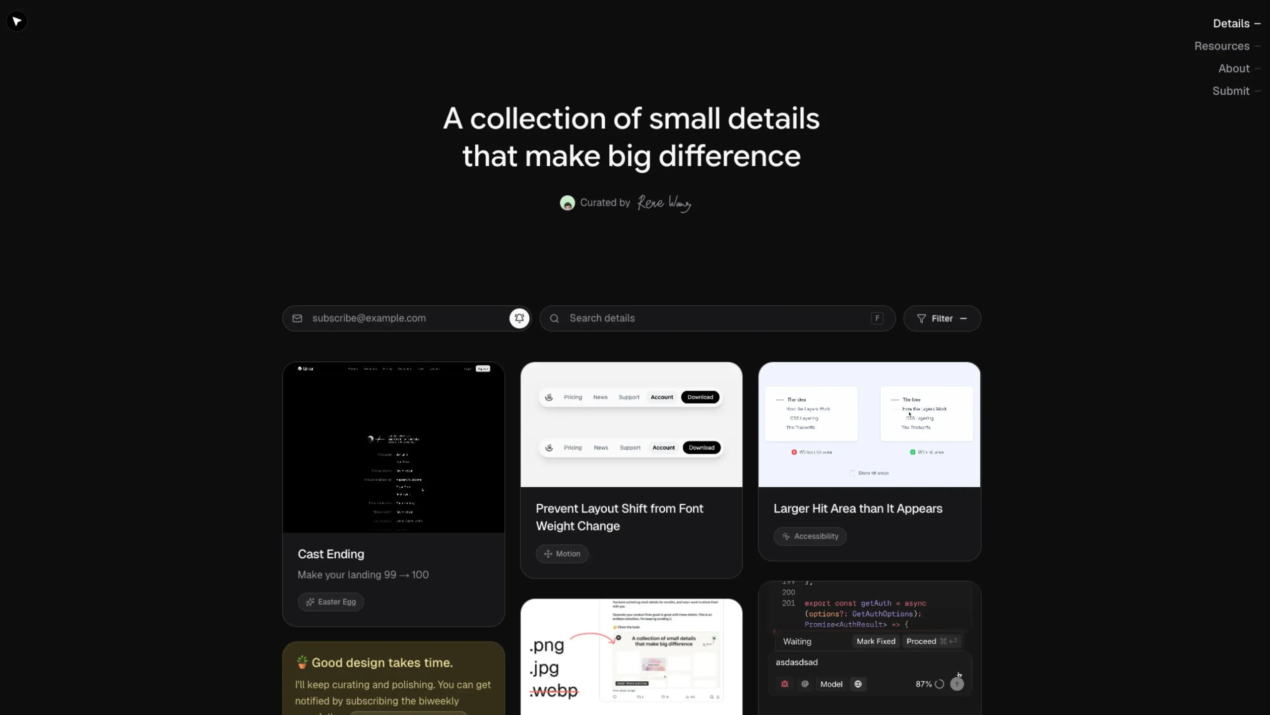 Detail – A Collection Of Microinteractions
