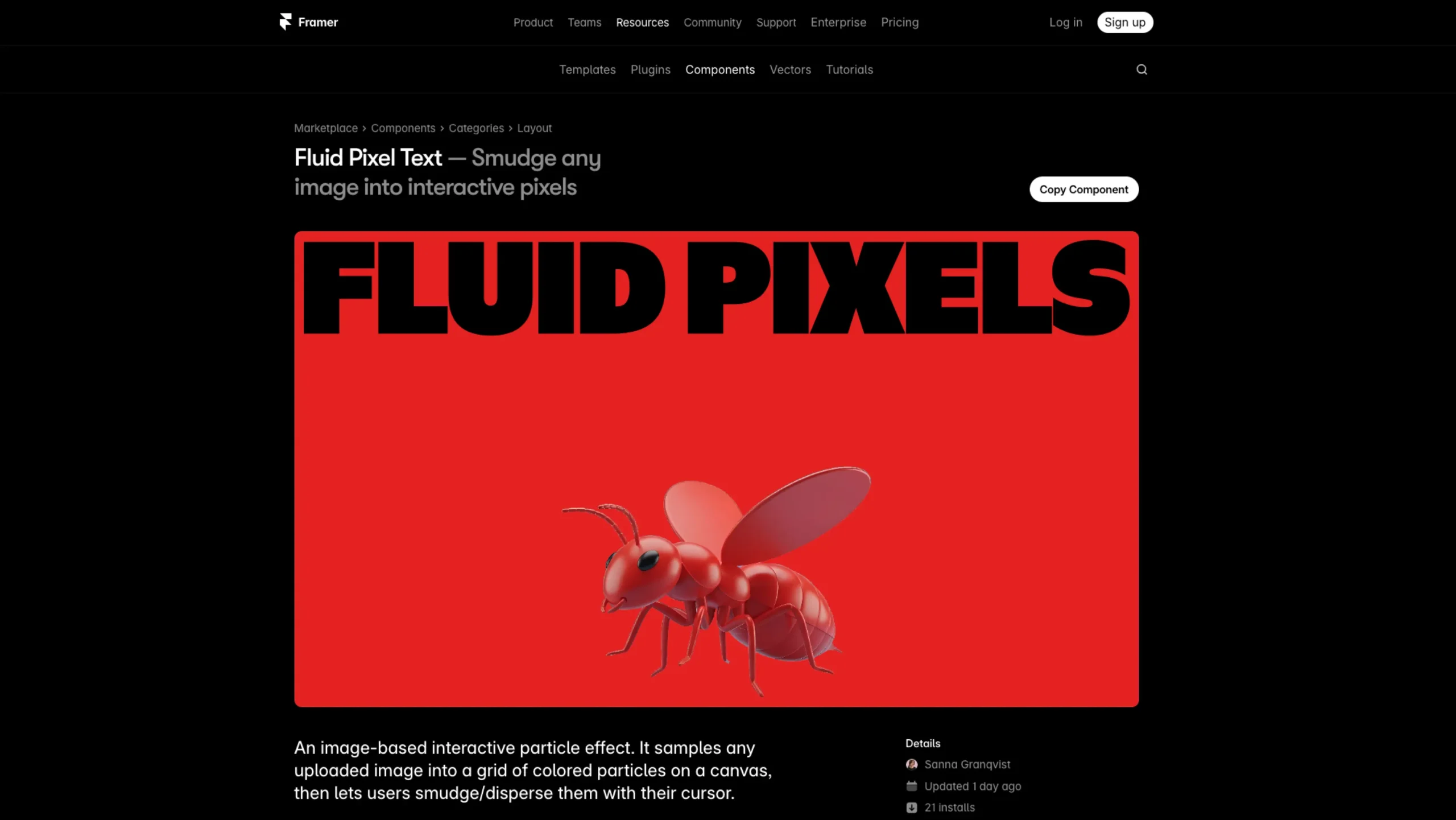 Fluid Pixel Text — Framer Component