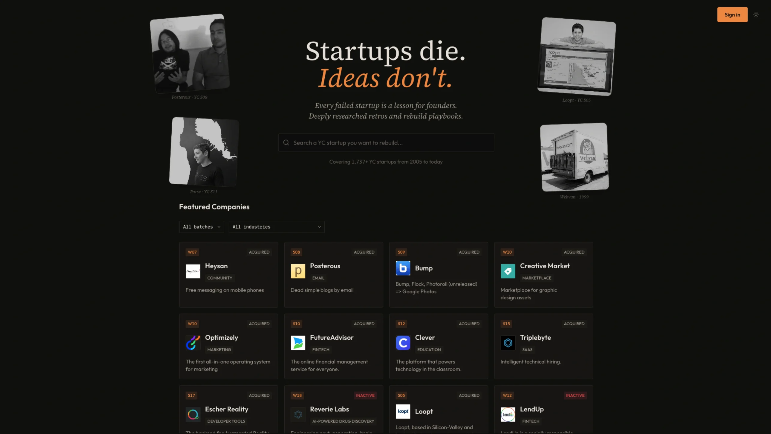Startups Rip – Dead YC Startups, Alive Ideas