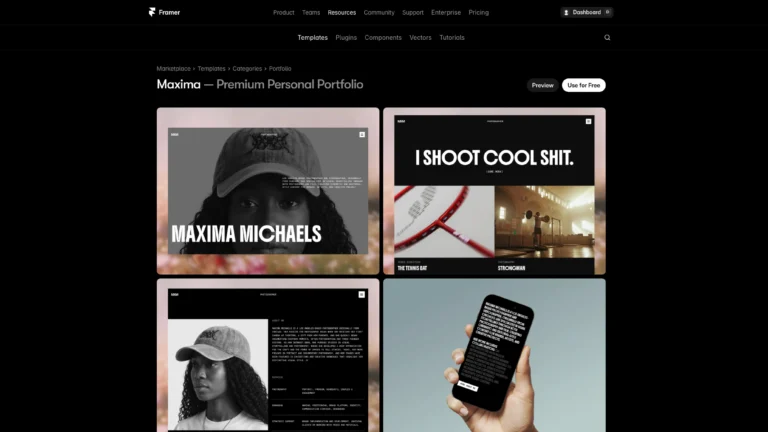 Maxima – Free Framer Template