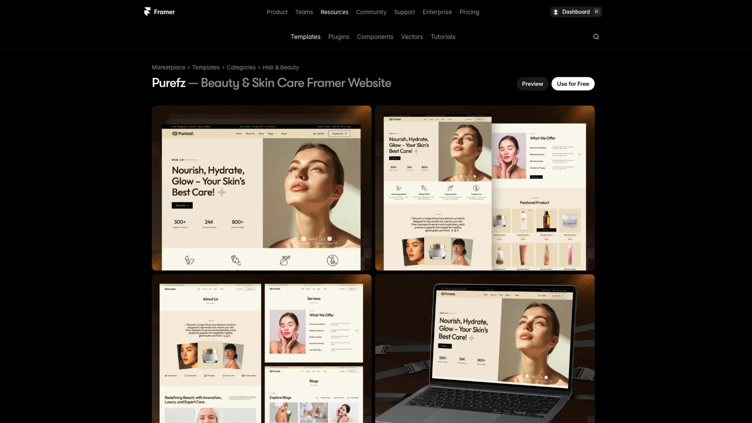 Purefz – Free Framer Template