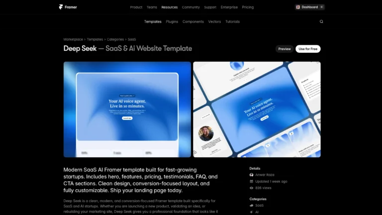 Deep Seek – AI Voice Framer Template