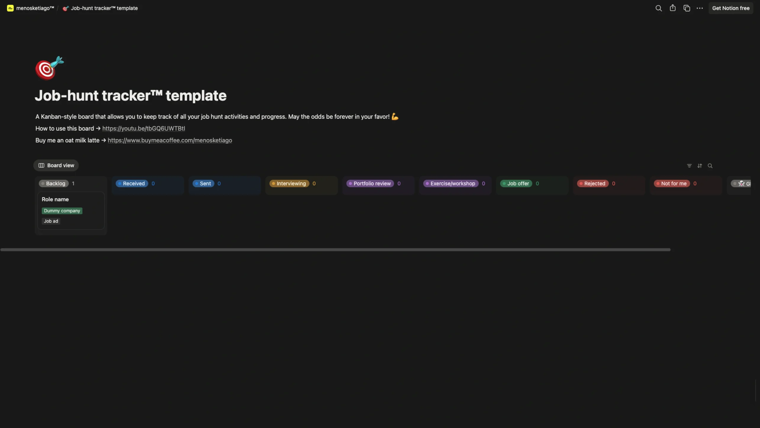 Job Hunt Tracker Template