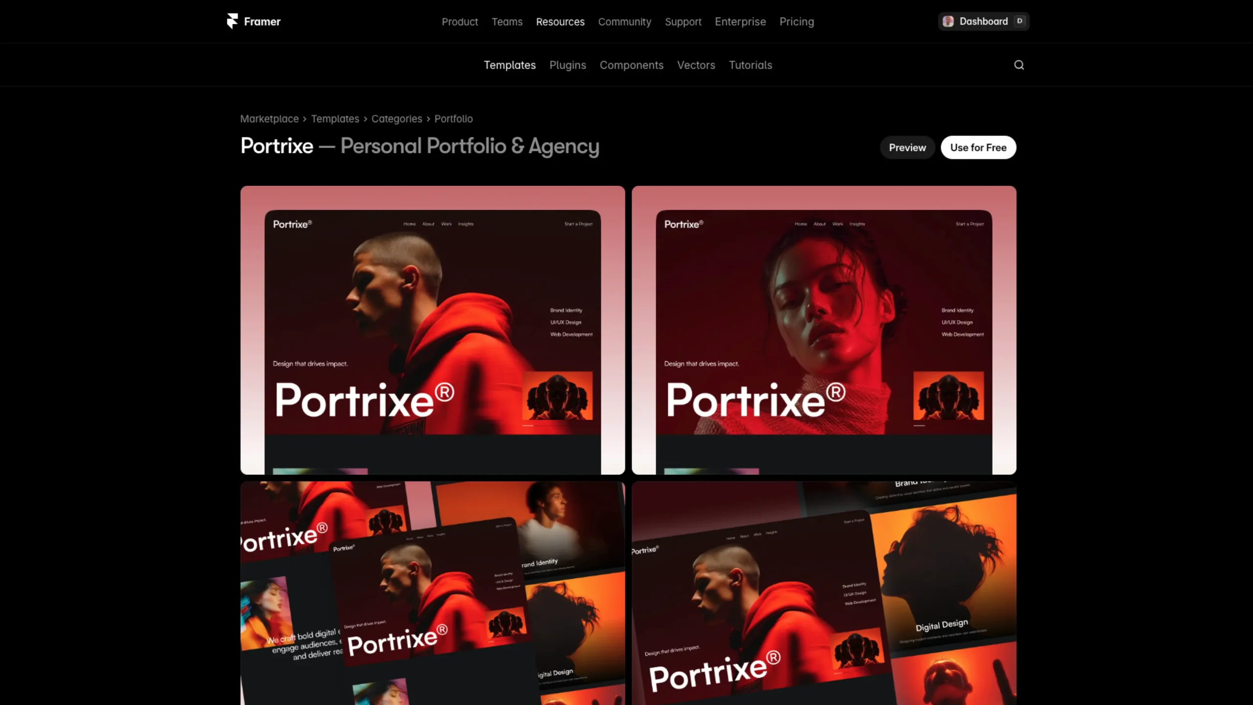 Portrixe – Framer Portfolio & Agency Template