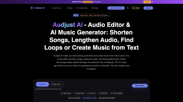 Audjust AI – Audio Editor & AI Music Generator