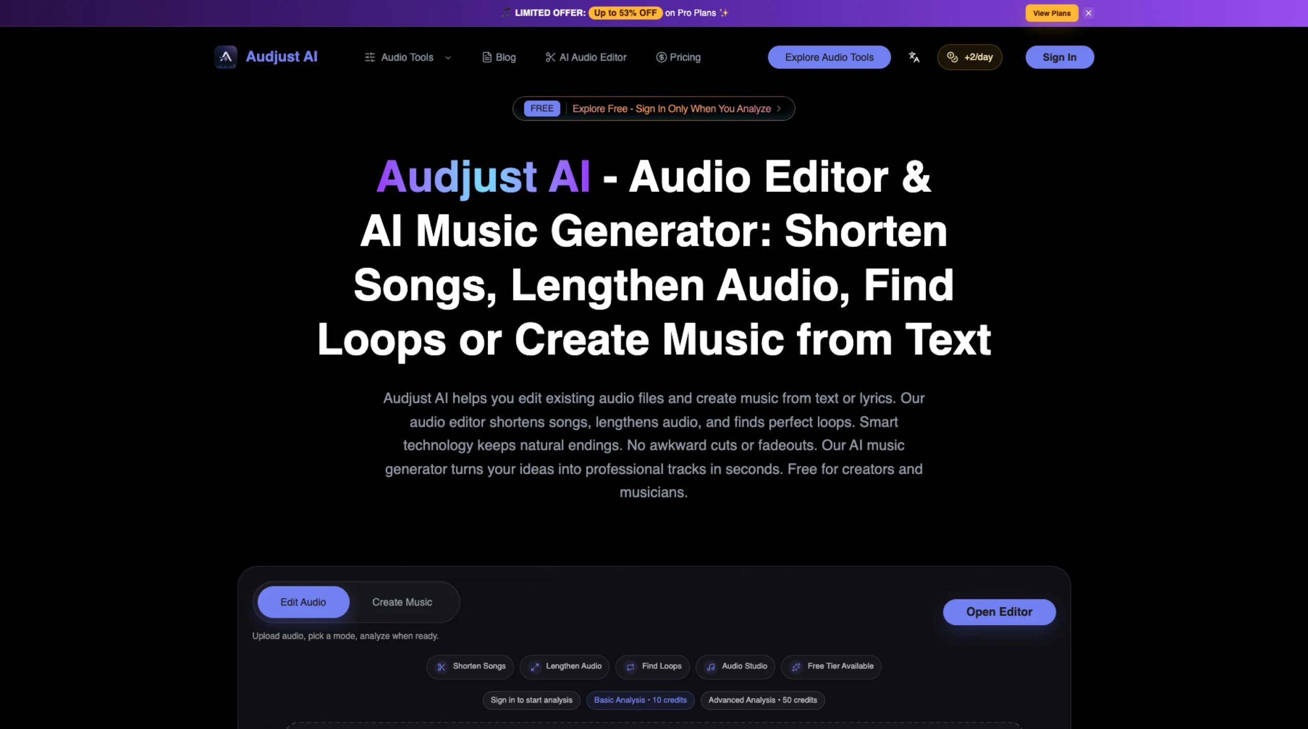 Audjust AI – Audio Editor & AI Music Generator