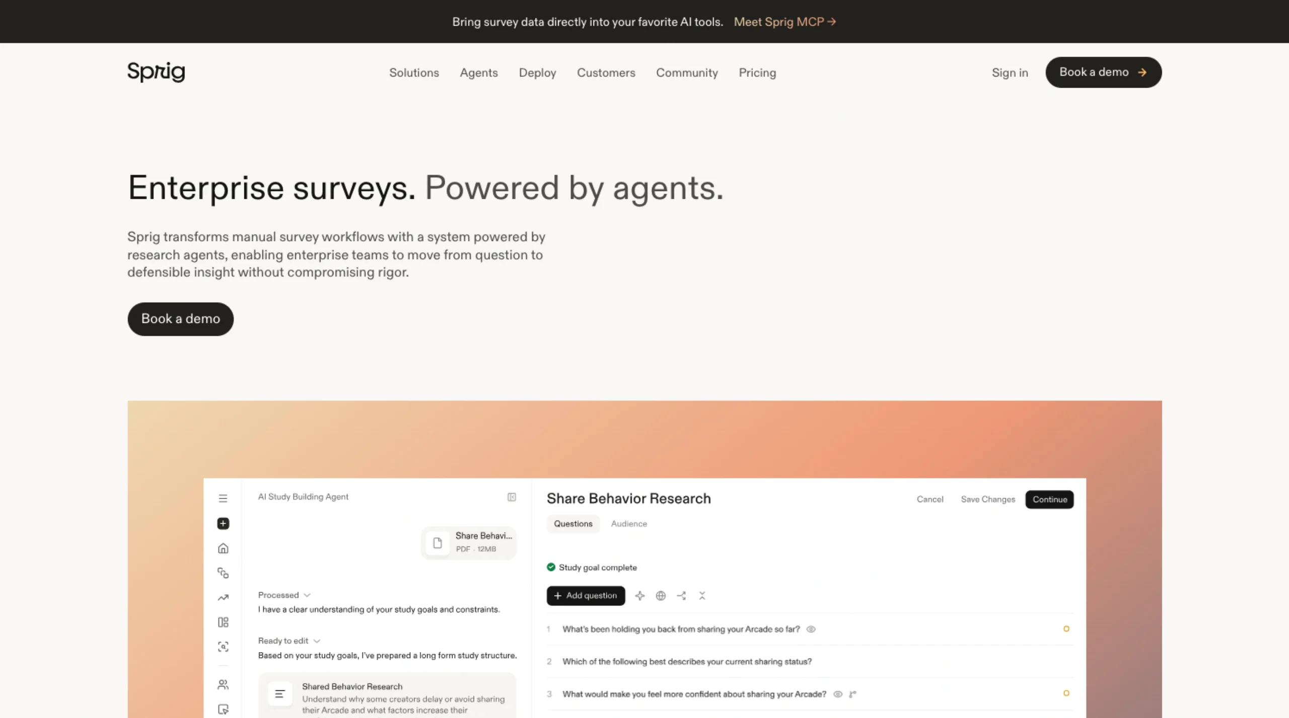 Sprig – Enterprise Research Platform Powered by AI Agents